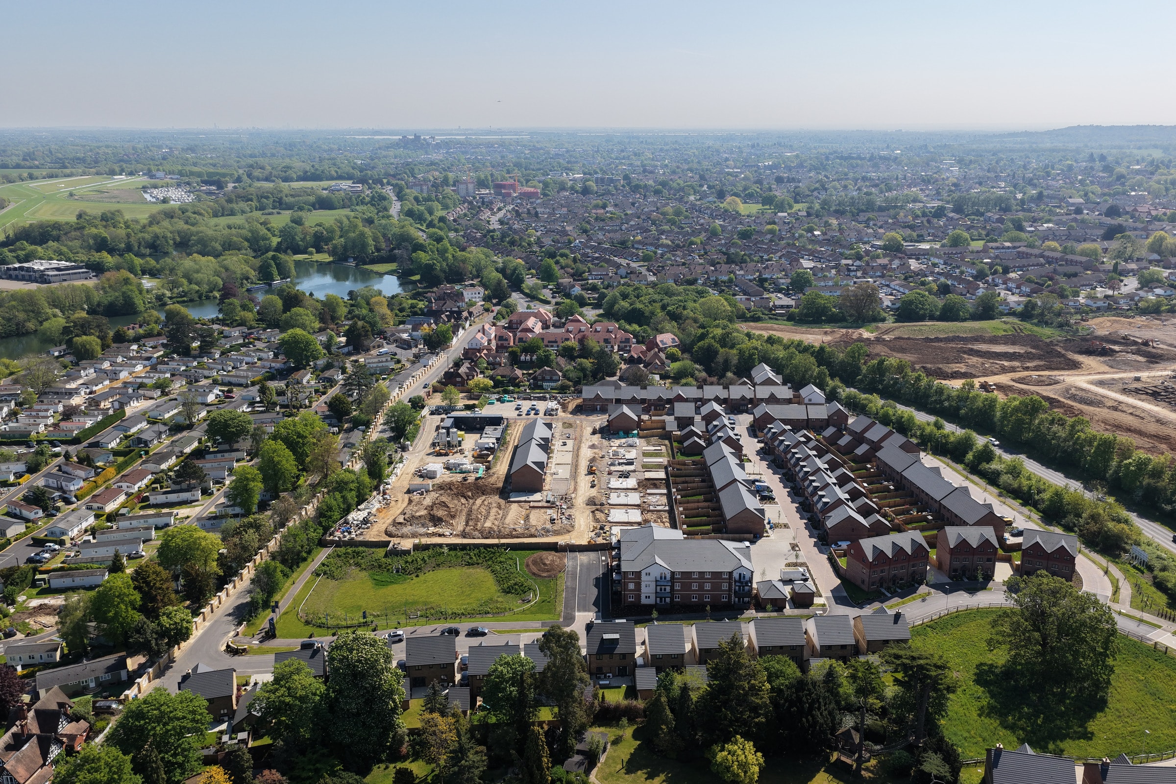 Aerial view of a residential development under construction